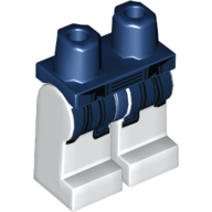 Lego Hips and White Legs with Dark Blue Kendo Armor Print / Dark Blue
