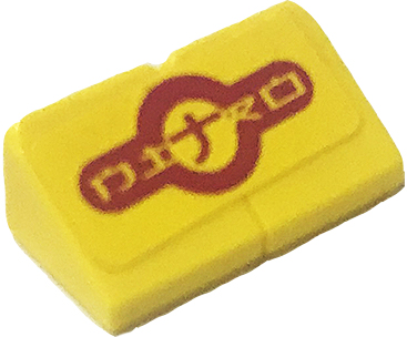 Lego Stickered Assembly 2 x 1 x 2/3 with Stylized 'NITRO' on Red Circle and Bar Pattern (Sticker) - Set 8666