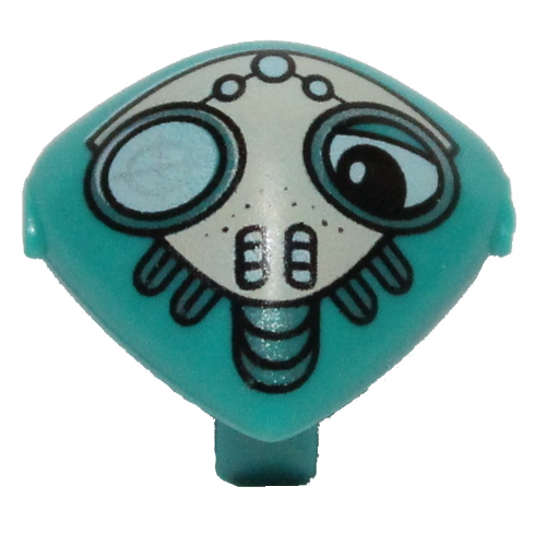 Lego Minifig Head Special with Clip and One Eye Covered Face Mask Print (Martian) / Dark Turquoise