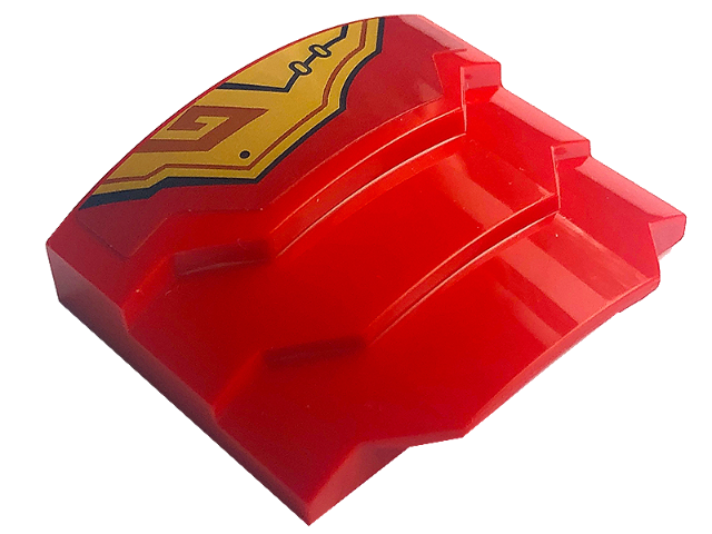 Lego Wedge 4 x 3 Stepped No Studs with Black Line and Gold Armor Pattern Model Right Side (Sticker) - Set 71773