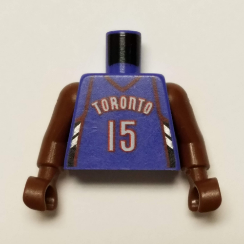 Lego Torso Basketball Jersey, Toronto Raptors '15' (Road Jersey) Print, Long One Piece Arms Brown (NBA) / Violet
