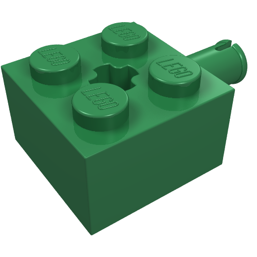 Lego Brick Special 2 x 2 with Pin and Axle Hole / Green