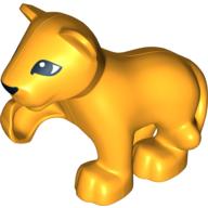 Lego Duplo Animal Lion Cub with Raised Paw and Black Nose and Eyes Print / Bright Light Orange