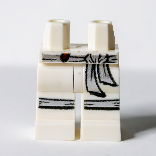 Lego Hips and White Legs with Silver Sash, Knee Straps / White