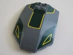 Windscreen 8 x 6 x 2 Curved Sloped Sides with Yellow Lines and Dark Green Pattern (Stickers) - Set 7930