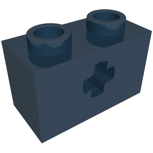 Lego Technic Brick 1 x 2 with Axle Hole Type 2 [X Opening] / Dark Blue