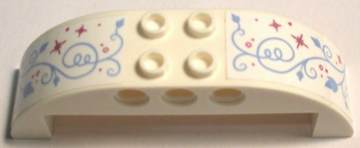 Lego Slope, Curved 8 x 2 x 2 Double with Bright Light Blue Vines and Magenta Sparkles Pattern on Both Sides (Stickers) - Set 43192