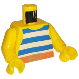 Torso, Vest with Blue and White Stripes with Gold Belt Buckle Print, Yellow Arms and Hands