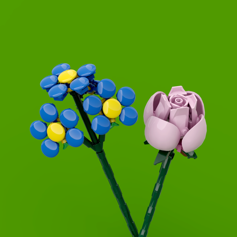 Lego Forget Me Nots & Pink Rose