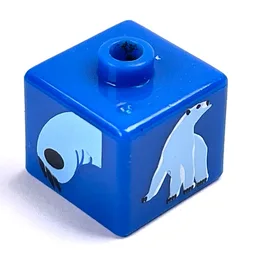 Pen Bead, Square with Polar Bear Print / Blue