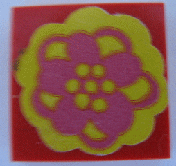 Lego Tile 2 x 2 without Groove with Pink and Yellow Flower Pattern (Sticker) - Set 293