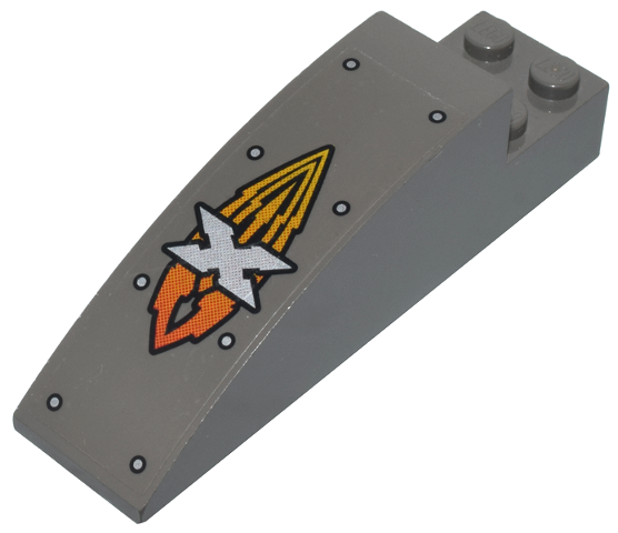 Lego Slope, Curved 8 x 2 x 2 with 4 Recessed Studs with Island Xtreme Stunts Logo Pattern (Sticker) - Set 6738