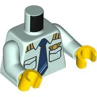 Torso, Pilot Uniform, Gold Wings, Pockets, Dark Blue Tie Print, Light Aqua Arms, Yellow Hands / Light Aqua