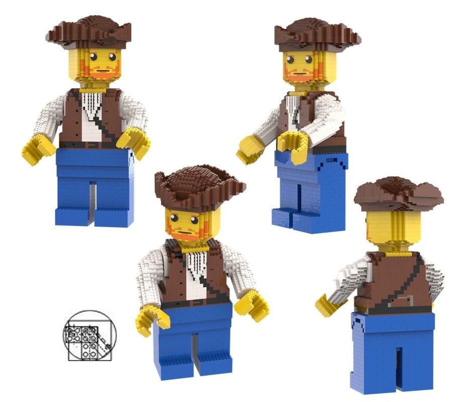 Lego Maxi figure reddish brown Pirata with tricorne