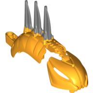 Lego Large Figure Back Cover with Mask and 3 Flat Silver Blades (Rahkshi) / Bright Light Orange