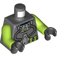 Torso Diver Suit with Two Hoses Print, Lime Arms, Black Hands / Dark Bluish Gray