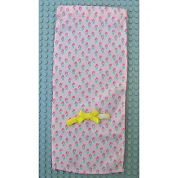 Scala, Curtain with Yellow Bow and Red Flower Print / Light Salmon