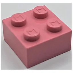 Modulex Brick 2 x 2 with M on Studs / Modulex Pink