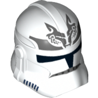 Lego Helmet Clone Trooper Phase 2, Closed Front, Wolf Insignia on Forehead and Dark Bluish Gray Markings Print
