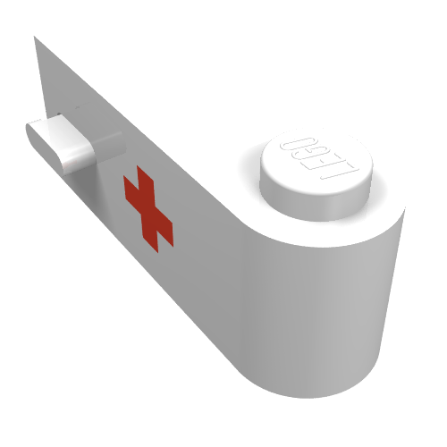 Lego Door 1 x 3 x 1 Right [Red Cross Print] / White