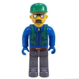 Juniors Midifig, Construction Worker with Blue Shirt, Green Vest and Cap, Sunglasses and Moustache / Blue
