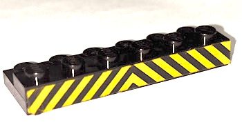 Lego Stickered Assembly 6 x 2 x 2/3 with Black and Yellow Danger Stripes Pattern (Sticker) - Set 4563