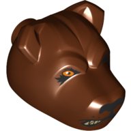 Lego Animal Body Part, Dog Head with One Eye Open Print (Fluffy) / Reddish Brown