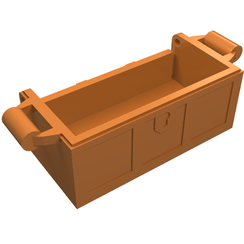 Lego Treasure Chest Bottom with Rear Slots, with Groove / Medium Nougat