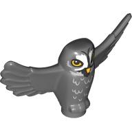 Lego Animal, Bird, Owl Small with Open Wings, Bright Light Orange Eyes, Beak, White Face, Feathers print