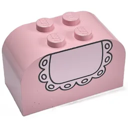 Brick Curved 2 x 4 x 2 Double with Baby Bib Print / Light Pink