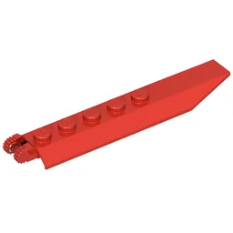 Hinge Plate 1 x 8 Locking with Angled Side Extensions, Rounded Plate Underside, 9 Teeth / Red