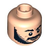 Lego Minifig Head Sheik, Beard, Bushy Eyebrows, Grin / Worried Print / Light Nougat