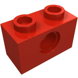 Technic Brick 1 x 2 [1 Pin Hole] / Red