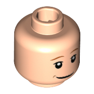 Lego Minifig Head Ron Weasley, Dark Orange Eyebrows, White Pupils, Smirk Print / Light Nougat