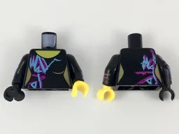 Torso Female Purple and Medium Azure Markings Pattern / Black Arm Left with Wyldstyle Cuff / Black Arm Right with Purple and Blue Markings / Yellow Hand Left / Black Hand Right