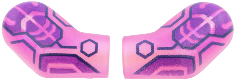 Lego Arm, (Matching Left and Right) Pair with Dark Purple and Dark Blue Circuitry Pattern / Opal Trans-Dark Pink