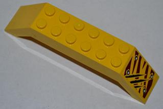 Lego Slope 45 10 x 2 x 2 Double with 4 Rivets and 3 Claw Scratch Marks on Dark Red Tiger Stripes Pattern Model Front Right Side (Sticker) - Set 5885