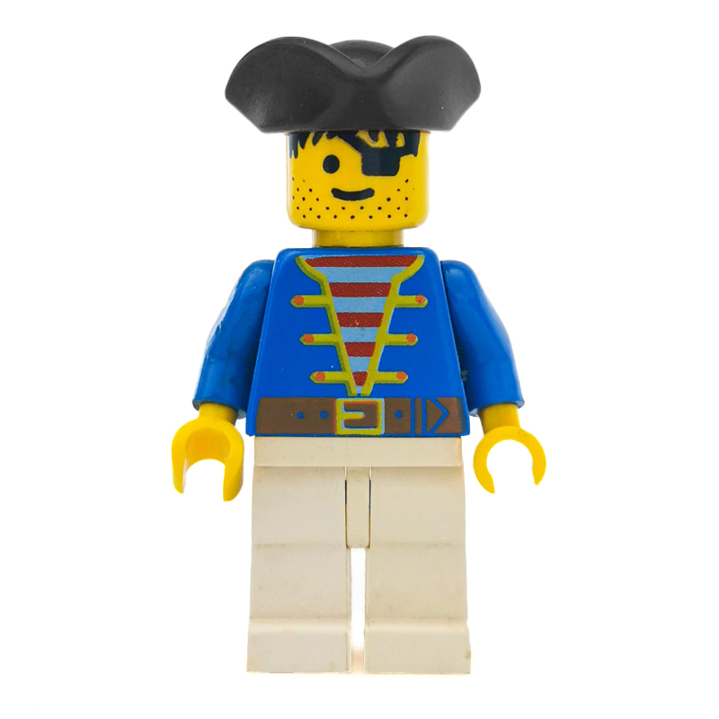 Lego Pirate - Blue Jacket, White Legs, Black Tricorne (3626b Head)