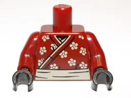 Torso Wrapped Samurai Robe with Flowers Pattern / Dark Red Arms / Black Hands