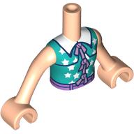Lego Minidoll Torso Girl with Light Nougat Arms and Hands with Dark Turquoise Shir, White Collar, Medium Lavender Bows, Belt print / Light Nougat