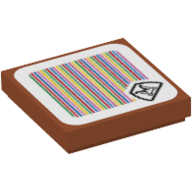 Lego Tile 2 x 2 with Goomba and Barcode Print (Sticker) / Dark Orange