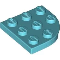 Plate Round Corner 3 x 3 / Sky Blue
