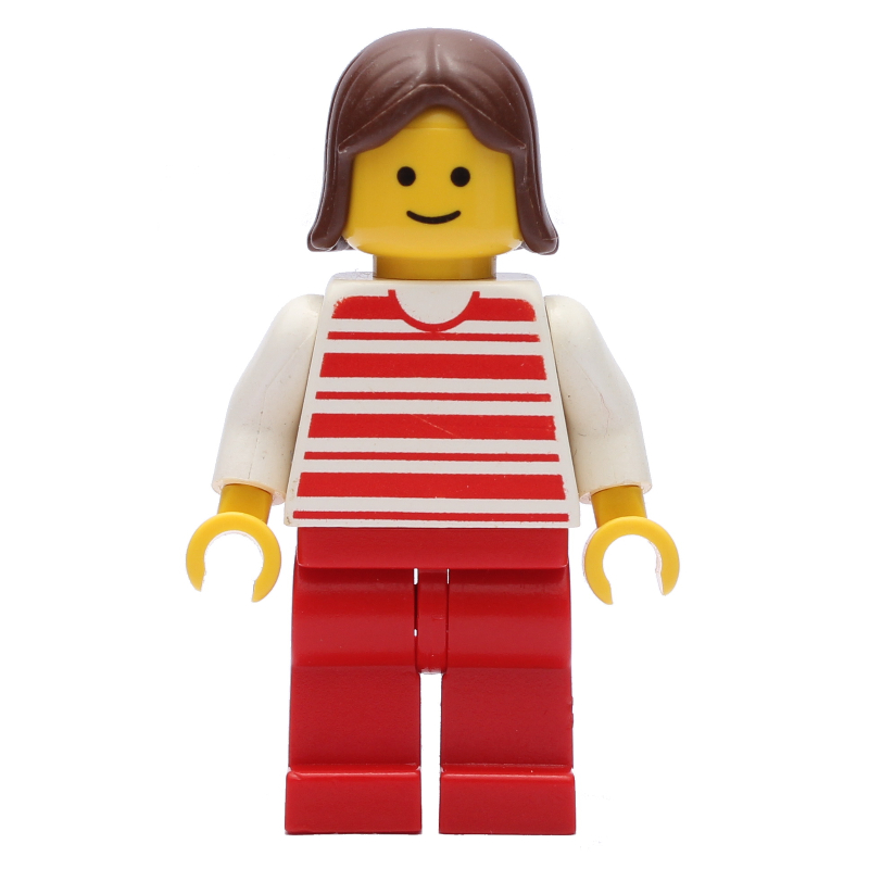 Lego Woman - Red/White Striped Shirt, White Arms, Red Legs (3626b Head)