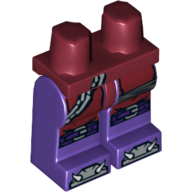 Lego Hips and Dark Purple Legs with Silver Chain, Gray Wrapping, Buckles on Knees and Bones on Feet Print / Dark Red