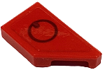 Lego Tile, Modified 1 x 2 Wedge Right with Dark Red Circle Pattern (Sticker) - Set 76934