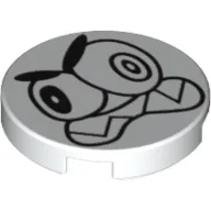 Tile Round 2 x 2 with Scowling Nixel Face Print / White