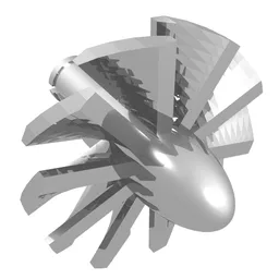 Jet Engine Fan with 10 Blades and Technic Pin / Chrome Silver