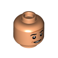 Lego Minifig Head Oscar Martinez, Reddish Brown Contour Lines, Slight Smile with Thin Open Mouth / Serious print / Nougat