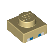 Lego Plate 1 x 1 with Minecraft Steve Eyes Print / Tan