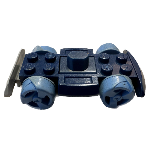 Lego Vehicle Base 4 x 6 Racer Base with Medium Blue Wheels / Dark Blue